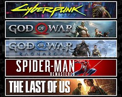 Cyberpunk + GOW + Ragnarök + Spider 1 + TLOU1