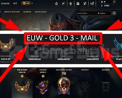 EUW / 45 LVL + 10 SKİN + ALTIN 3 + MAİL+TEL !!