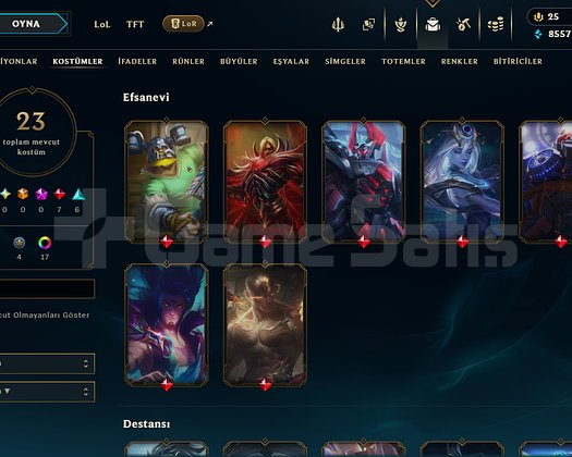 EUW Elmas 4 LOL Hesabı 103 Şampiyon 23 Kostüm