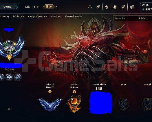 EUW Elmas 4 LOL Hesabı 103 Şampiyon 23 Kostüm