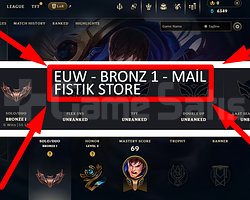 EUW / 34 LVL + 5 SKİN + BRONZ 1 + MAİL !!!!!!!!!