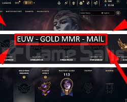 EUW / 36 LVL + 4 SKİN + ALTIN MMR + MAİL !!!!!!!!