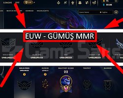 EUW / 37 LVL + 2 SKİN + GÜMÜŞ MMR + MAİL !!!!!!!!