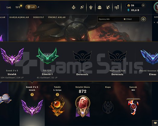 547 KOSTÜM 83K ÖZ 734 LVL EFSANE DOLU MAİL HESAP