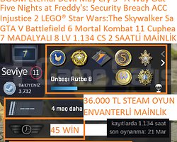 7 MADALYALI 8 LV GTA V Battlefield 6 Injustice 2 L