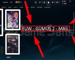 EUW / 49 LVL + 14 SKİN + GÜMÜŞ 4 + MAİL !!!