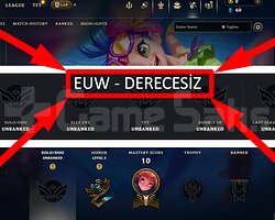 EUW / 35 LVL + 3 SKİN + DERECESİZ + MAİL !!!