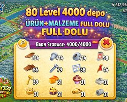 80 LEVEL 4000 DEPO FULL MALZEME DOLU HESAP