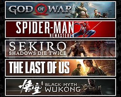 GOW + Spider 1 + Sekiro + TLOU1 + Wukong