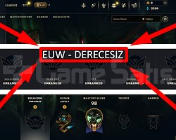 EUW / 50 LVL + 2 SKİN + DERECESİZ + MAİL !!!!!