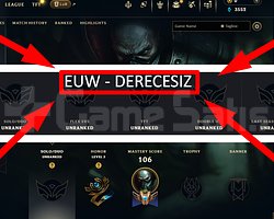 EUW / 65 LVL + 3 SKİN + DERECESİZ + MAİL !!!