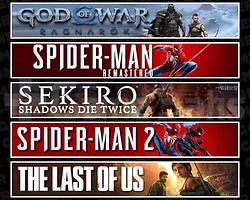 Ragnarök + Spider 1 + Sekiro + Spider 2 + TLOU1