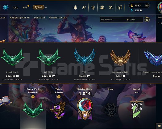 548 KOSTÜM 154K ÖZ 784 LVL EFSANE DOLU MAİL HESAP