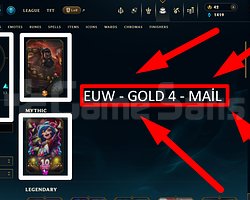EUW / 74 LVL + 39 SKİN + ALTIN 4 + MAİL !!!