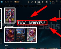 EUW / 117 LVL + 32 SKİN + 1055-RP + MAİL !!!