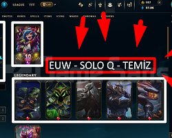 EUW / 148 LVL + 29 SKİN + SOLO Q + FRESH + MAİL !!