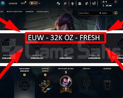 EUW / 30 LVL + 1 SKİN + FRESH + 33K ÖZ + ONAYSIZ !