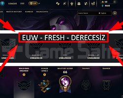 EUW / 36 LVL + 2 SKİN + FRESH + DERECESİZ + MAİL !