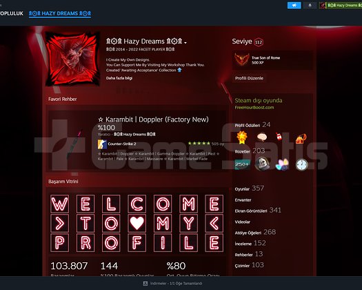 357 OYUN 112 LVL  STEAM HESABIM