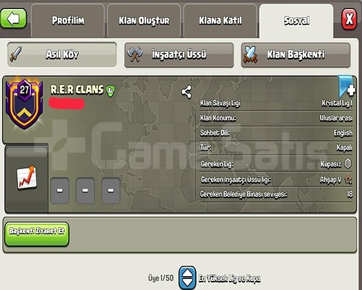 27 LEVEL R.E.R CLANS BAŞKENT 10 MAX HEMEN TESLİM