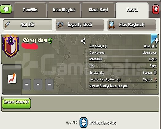 31 LEVEL +20 yaş klanı BAŞKENT 3331 HEMEN TESLİM