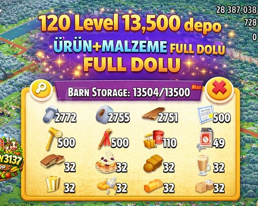 120 LEVEL 13.500 DEPO FULL MALZEME DOLU HESAP
