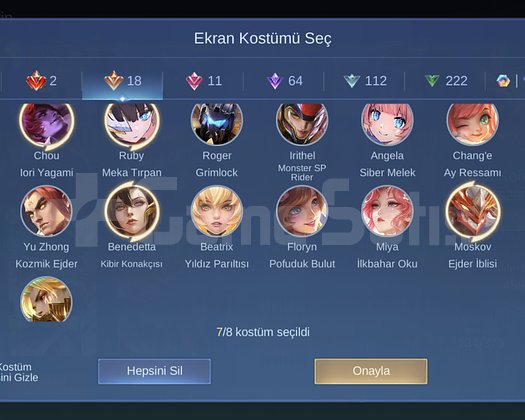 Mega 4 Aranan kostumler epic baseli mükemmel hesap
