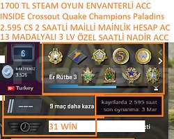 13 MADALYALI 3 LV 2.595 CS 2 SAATLİ 1700 TL STEAM
