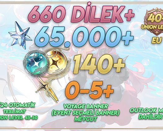 EU | UL45+ 660+ Wish 65000+ Astrite 140+ Tides