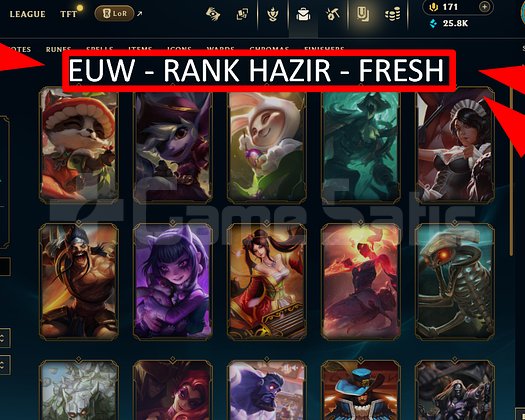 EUW / 45 LVL + 2 SKİN + FRESH + DERECESİZ !!!