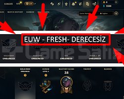 EUW / 30 LVL + 3 SKİN + FRESH + DERECESİZ !!!!