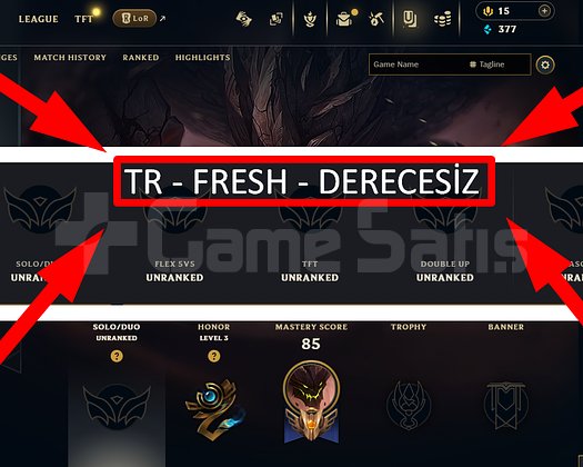 TR / 36 LVL + 5 SKİN + FRESH + DERECESİZ !!!