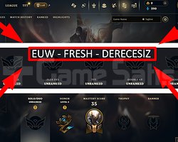 EUW / 32 LVL + 1 SKİN + FRESH + DERECESİZ !!!
