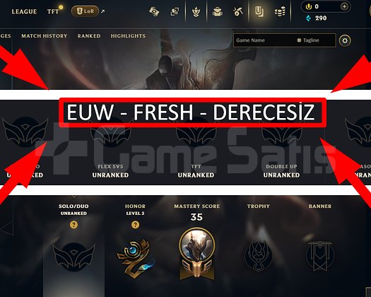 EUW / 32 LVL + 1 SKİN + FRESH + DERECESİZ !!!