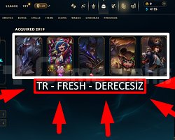 TR / 33 LVL + 5 SKİN + FRESH + DERECESİZ + MAİL !!