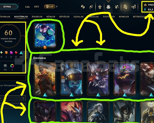 210 LEVEL + 60 KOSTÜM + 1.925 RP + 109 HERO+ MAİL!