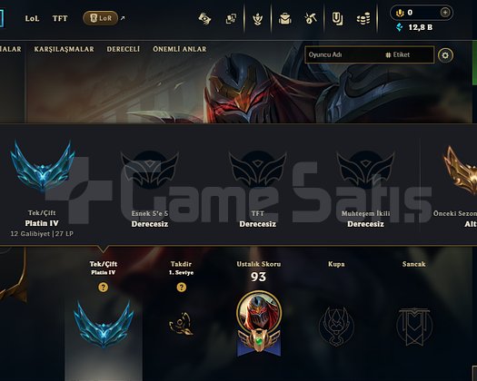 EUW PLAT 4 AZ OYUNLU +30 -10