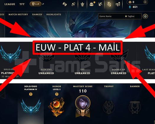 EUW / 52 LVL + 15 SKİN + PLAT 4 + FISTIK !!!!