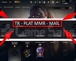 TR / 38 LVL + 1 SKİN + PLAT MMR + MAİL !!1
