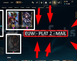 EUW / 335 LVL + 75 SKİN + PLAT 2 + EFSO+TEL !!