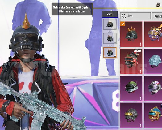 Buz diyarı MAX ve dikenli kaskli pubg Mobile hesap