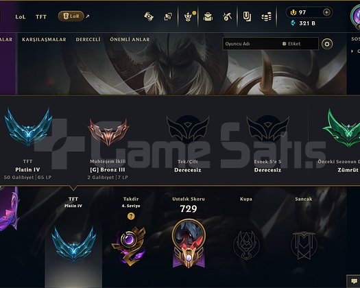 972 KOSTÜM 321K ÖZ UNRANKED EFSANE DOLU MAİL HESAP