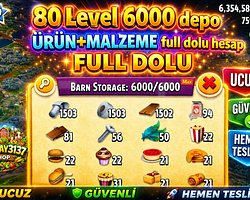 80 LEVEL 6000 DEPO FULL MALZEME DOLU HESAP