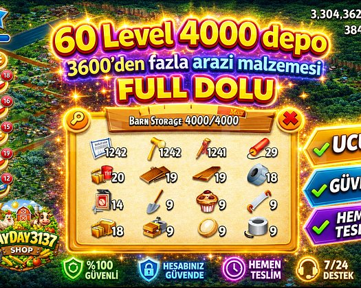 60 LEVEL 4000 DEPO FULL ARAZİ DOLU HESAP