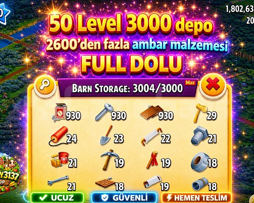 50 LEVEL 3000 DEPO FULL AMBAR DOLU HESAP