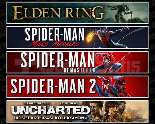 Elden + Miles + Spider 1 + Spider 2 + Uncharted
