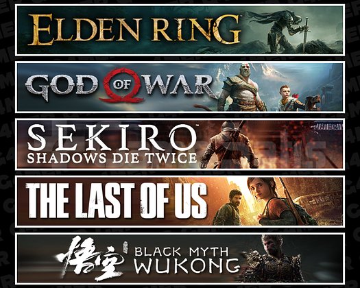 Elden + GOW + Sekiro + TLOU1 + Wukong