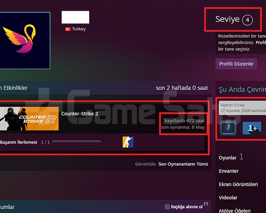 TR HESAP+FACEİT+5 MADALYA 120 WİN 672 SAAT SEÇKİN