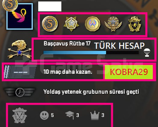 TR HESAP+FACEİT+5 MADALYA 120 WİN 672 SAAT SEÇKİN