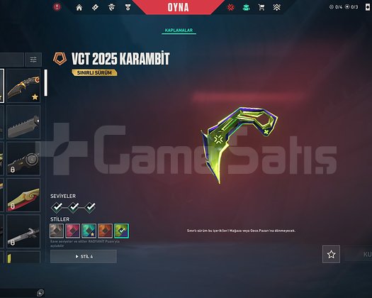VCT 2025 KARAMBİT / RUIN DAGGER / ASC3P DOLU HESAP